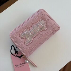 Juicy Couture String of Pearls Double Medium Zip-Around Wallet